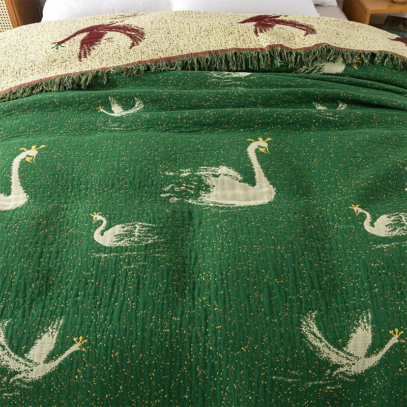 Royal Goose Cotton Reversible Tassel Blanket